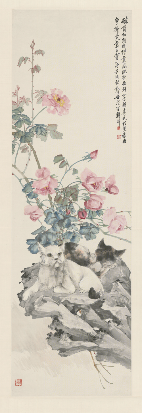 程璋月季双狸轴, , Zhang Cheng