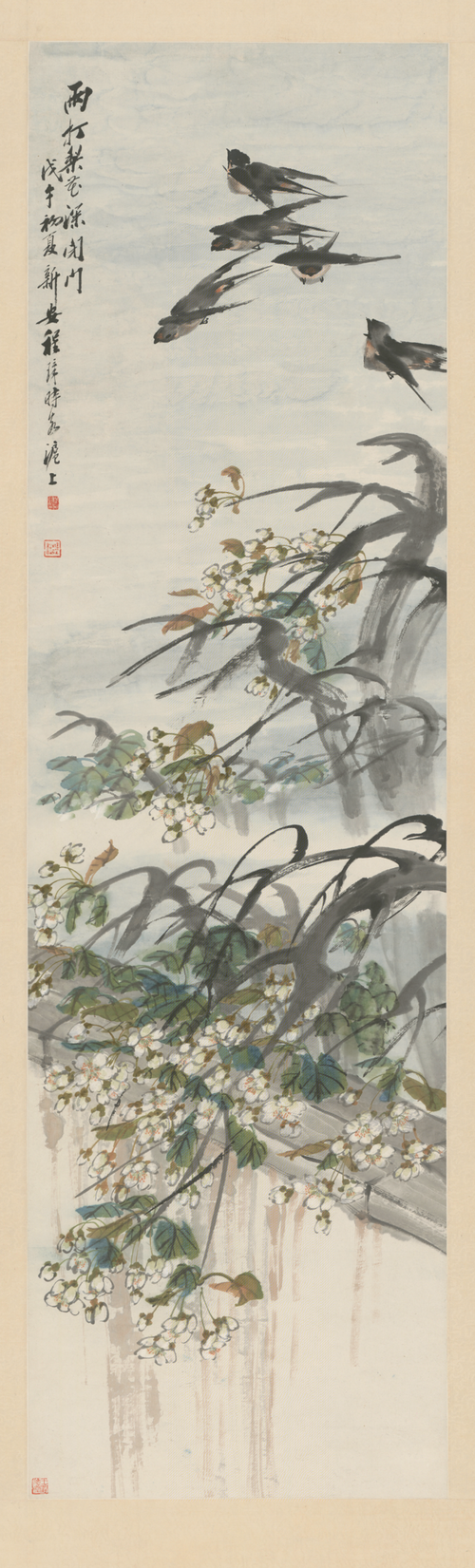 程璋梨花春燕轴, 1918, Zhang Cheng