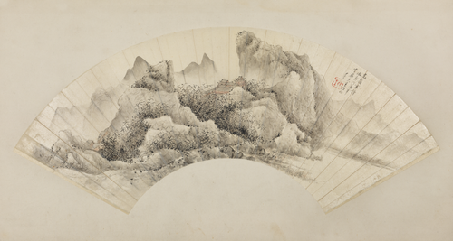 朱昂之高岭寒钟扇面, , Zhu Angzhi