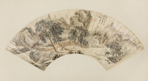 朱昂之仿郭河阳山水扇面, , Zhu Angzhi