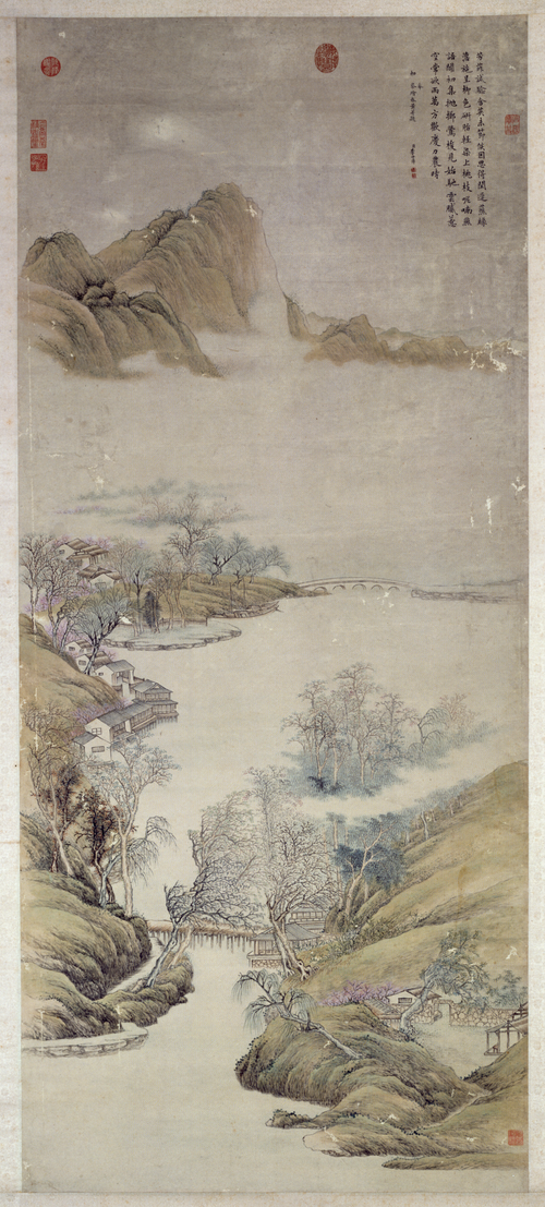 李世倬春景山水图轴, , Li Shizhuo