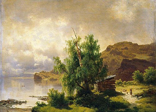 View of Holsfjorden, Ringerike, 1856, Joachim Frich