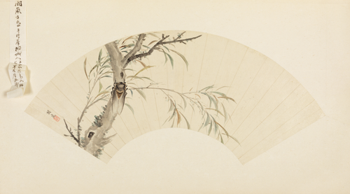 阙岚柳蝉图扇页, , Que Lan