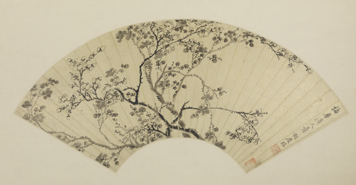 顾鹤庆仿吴镇梅花扇页, , Gu Heqing