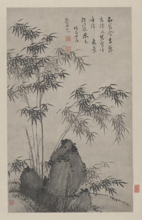 归昌世劲节含香竹石轴, , Gui Changshi