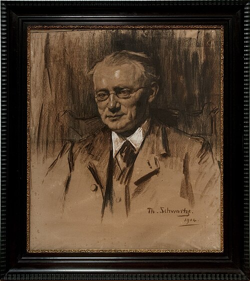 Portret "Gerrit Jan van Heek" houtskool op papier door Thérese van Duyl-Schwartze, 1904, 1909, Thérèse Schwartze