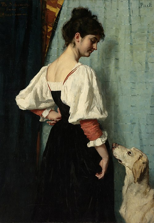 Young Italian woman with the dog Puck, 1880, Thérèse Schwartze