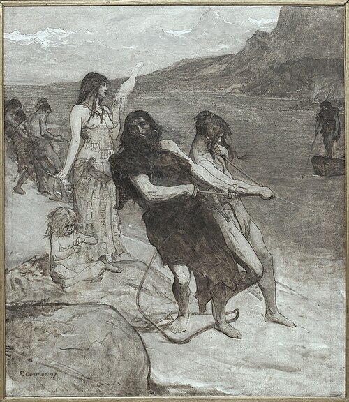 La pêche, esquisse pour l'amphithéâtre de paléontologie du Museum d'histoire naturelle de Paris, 1897, Fernand Cormon