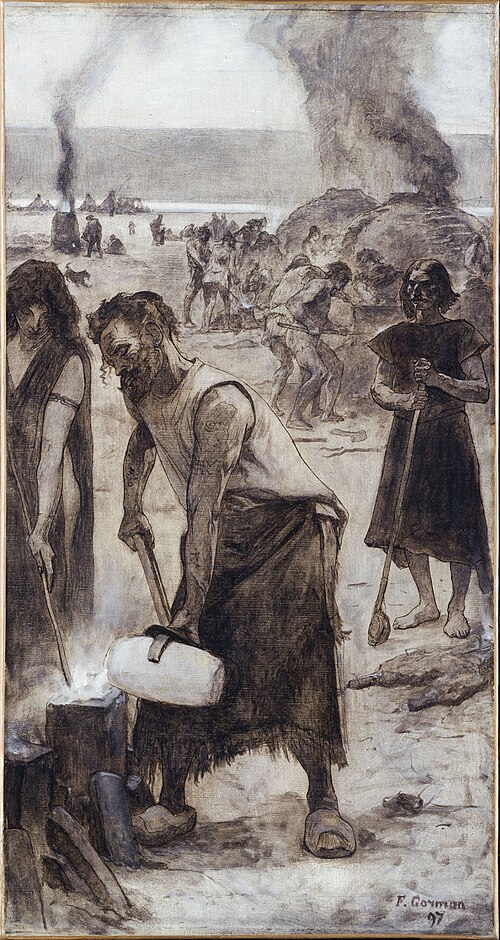 Le bronze et le fer, esquisse pour l'amphithéâtre de paléontologie du Museum d'histoire naturelle de, 1897, Fernand Cormon