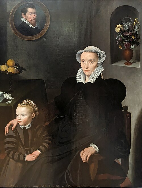 Femme veuve âgée de quarante ans et un enfant, 1576, Cornelis de Visscher