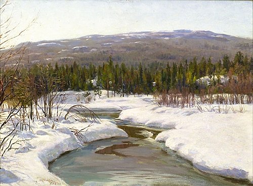 Elv i vinterlandskap, 1908, Jacob Gloersen