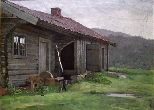 A Farmhouse in Summer Rain, 1909, Jacob Gloersen