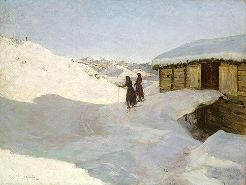 Winter at Vågsli in Telemark, 1900, Jacob Gloersen
