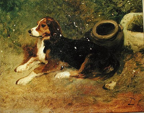 Chien couché, 1850, Alexandre-Gabriel Decamps