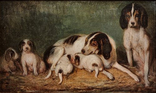 "Madame Camargo" chienne allaitant, 1900, Alexandre-Gabriel Decamps
