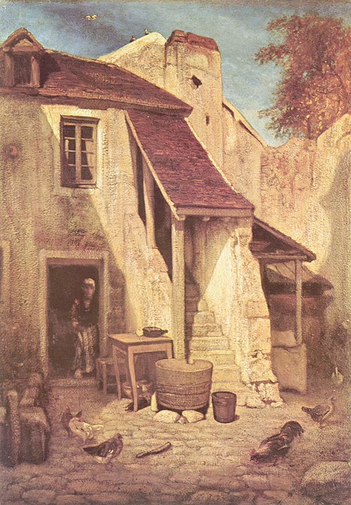 Intérieur de cour rustique à Fontainebleau, 1844, Alexandre-Gabriel Decamps