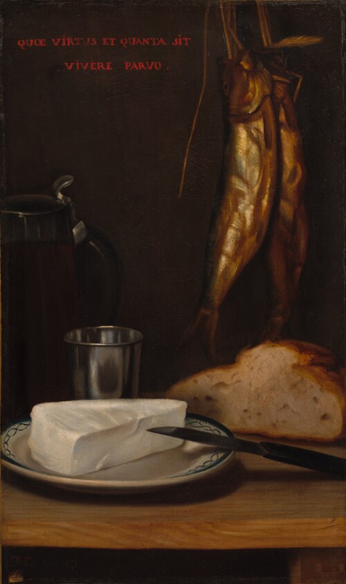 Still Life with Herring, Bread, and Cheese, 1858, Alexandre-Gabriel Decamps