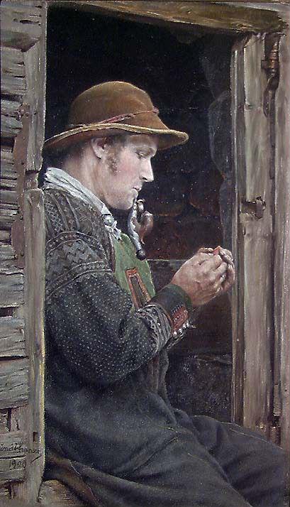 Setesdal Peasant with Pipe, 1900, Carl Fredrik Sundt-Hansen