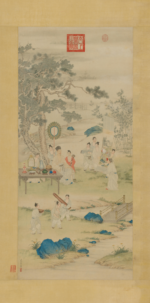 郎世宁弘历观画图轴, 1750, Giuseppe Castiglione