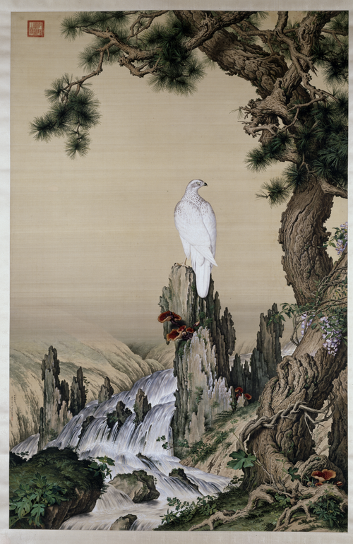 郎世宁嵩献英芝图轴, 1723, Giuseppe Castiglione