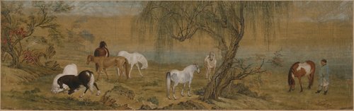 郎世宁郊原牧马图卷, , Giuseppe Castiglione