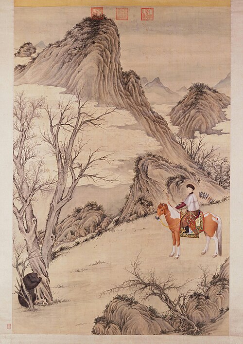郎世宁等乾隆皇帝殪熊图轴, , Giuseppe Castiglione