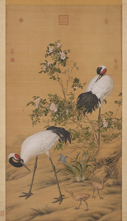 Pair of Cranes in the Shade of Flowers, , Giuseppe Castiglione