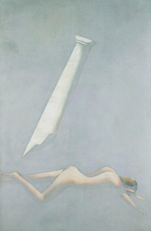 Gestürzter mit Säule, 1929, Oskar Schlemmer
