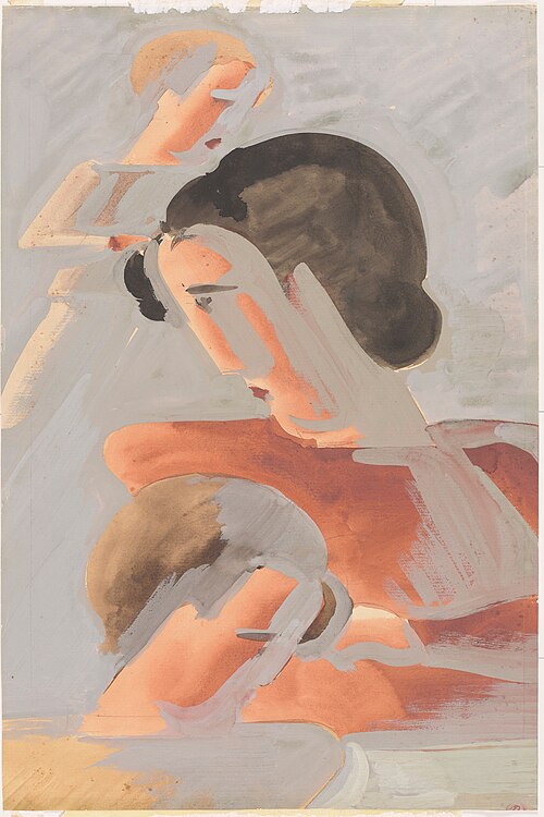 Against Each Other (Study on Red), 1928, Oskar Schlemmer