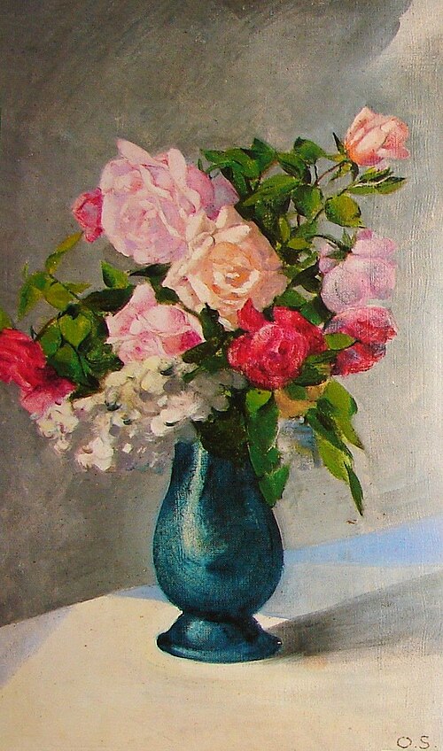 A vase of gladiolus and dalias, 1925, Oskar Schlemmer