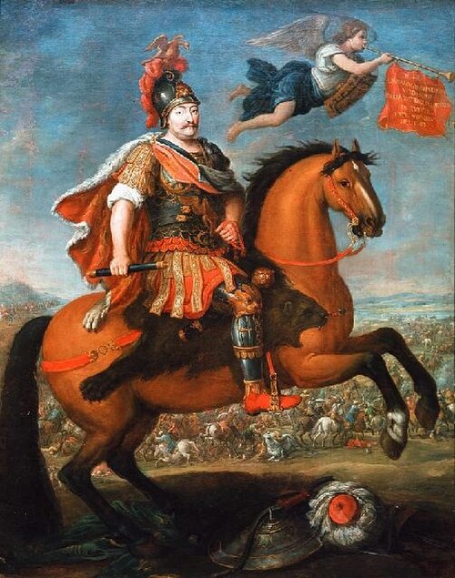Equestrian portrait of John III Sobieski., 1690, Georg Philipp Rugendas the Elder