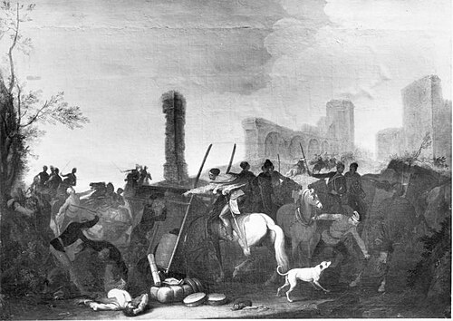 Räuber (Panduren) überfallen Bagage, 1705, Georg Philipp Rugendas the Elder