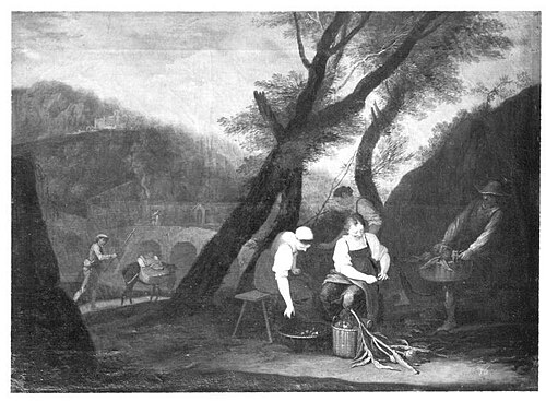 Ländliche Szene (Artischockenputzerinnen), 1712, Georg Philipp Rugendas the Elder