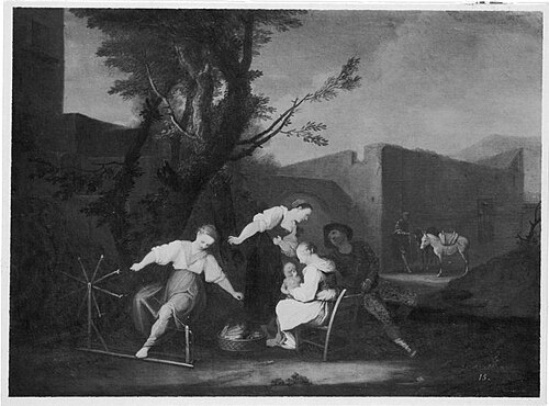 Ländliche Szene (Spinnerinnen), 1712, Georg Philipp Rugendas the Elder