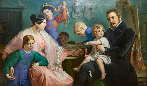the painter with his family, 1836, Wilhelm Lindenschmit