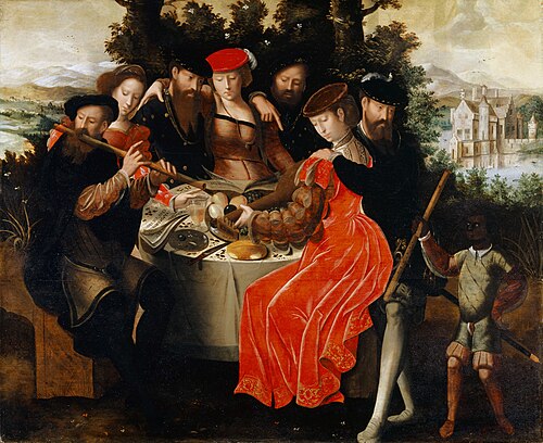 Musical company around a table in a garden, 1547, Ambrosius Benson