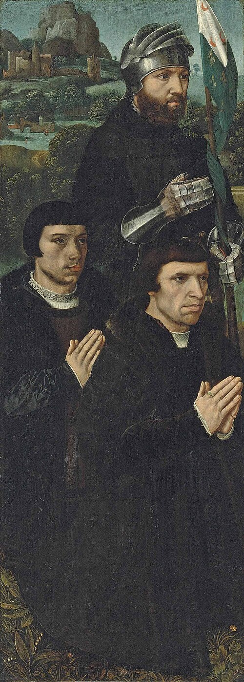 The left wing of a triptych: Saint William of Maleval with two kneeling donors, 1550, Ambrosius Benson