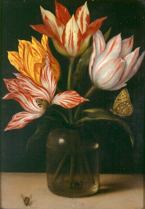 Glass vase with four tulips, 1615, Ambrosius Bosschaert