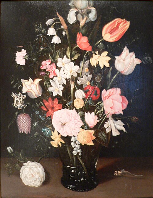 Flowers in a glass vase, 1615, Ambrosius Bosschaert