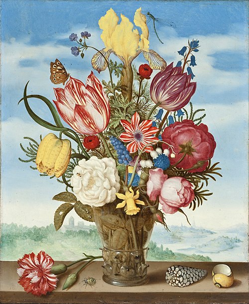 Bouquet of Flowers on a Ledge, 1650, Ambrosius Bosschaert