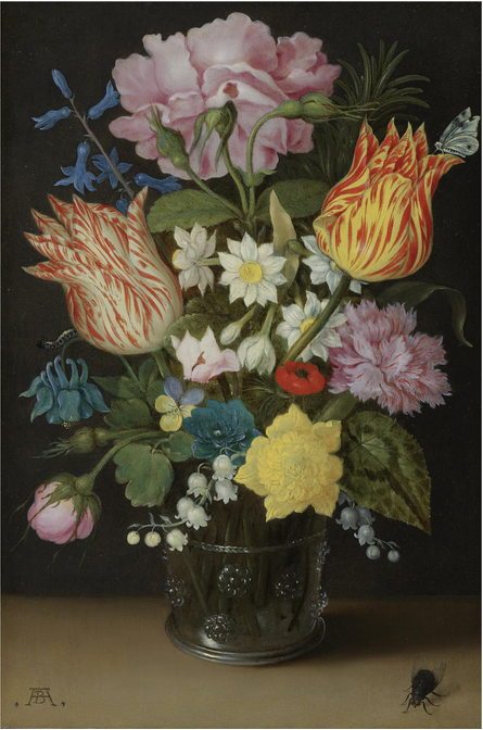 Still Life with Tulips, Roses, Narcissus and other Flowers in a Beaker, 1614, Ambrosius Bosschaert
