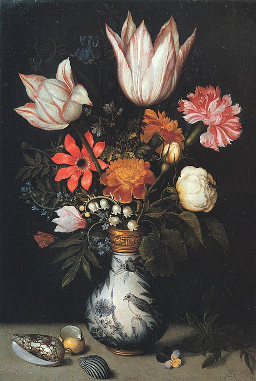 Flowers in a Wan-Li Vase with Shells, 1619, Ambrosius Bosschaert