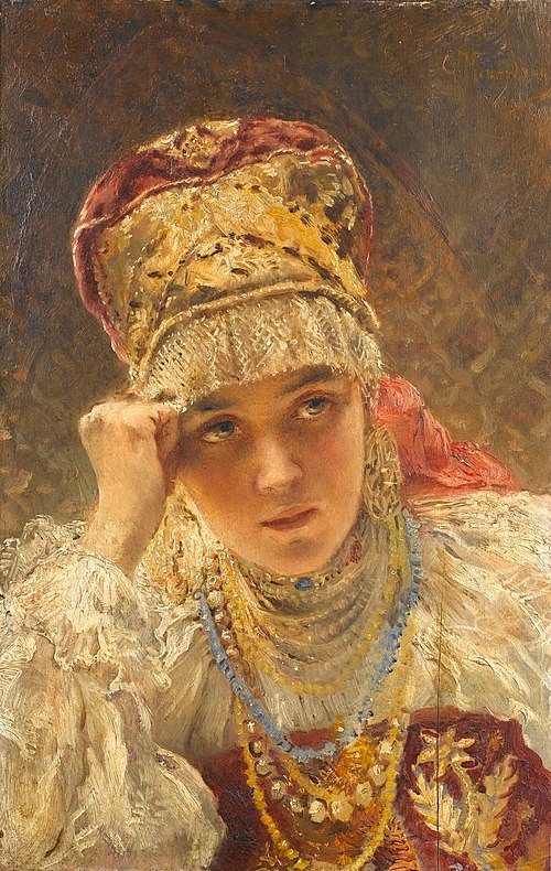 A young boyarina, , Constantin Makovski