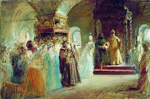 The Bride-show of tsar Alexey Michailovich, 1887, Constantin Makovski