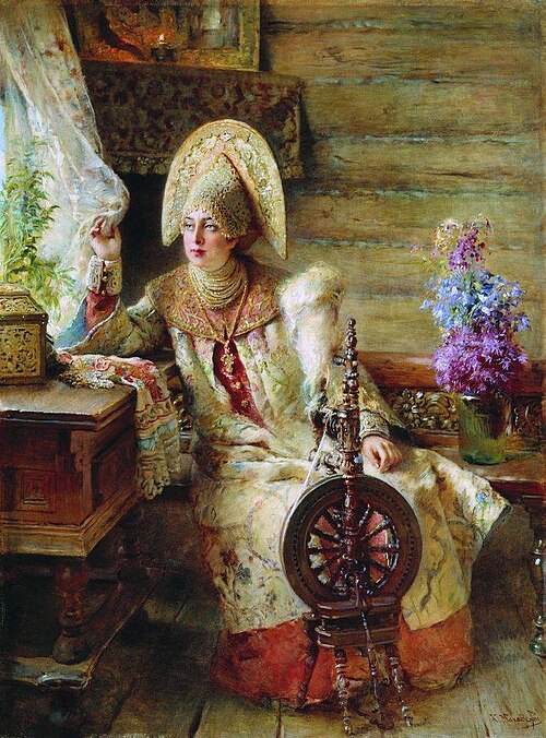 Boyaryshnya-u-okna, 1915, Constantin Makovski