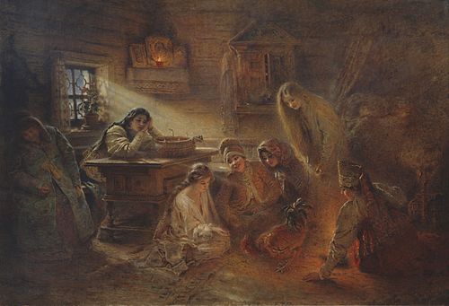 Christmastide Divination, 1905, Constantin Makovski