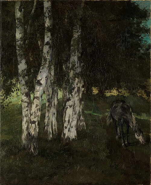 Birch trees on Herreninsel, 1874, Wilhelm Trübner