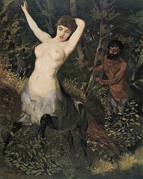 Un couple de centaures dans les bois I., 1880, Wilhelm Trübner