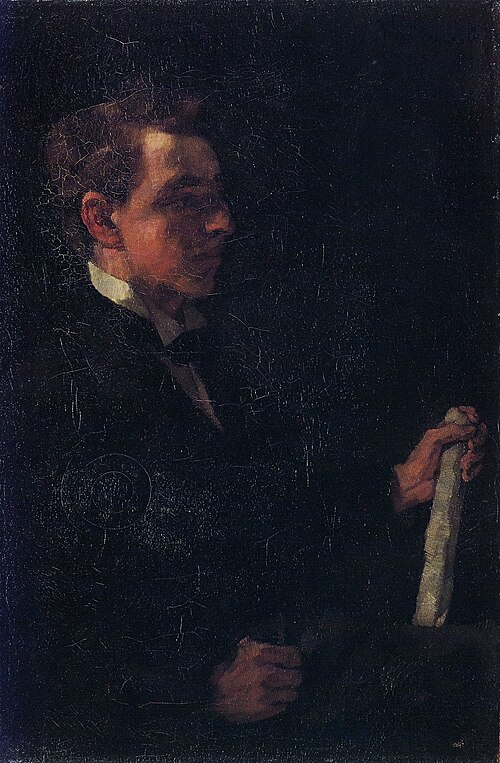 Studiosus Michaelis, with paper roll, 1873, Wilhelm Trübner