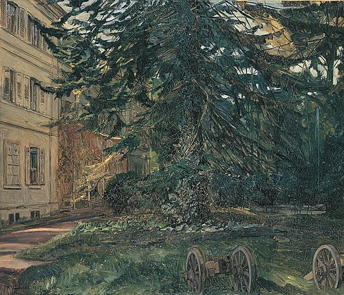 Schloss Hemsbach mit Kanonen, 1907, Wilhelm Trübner